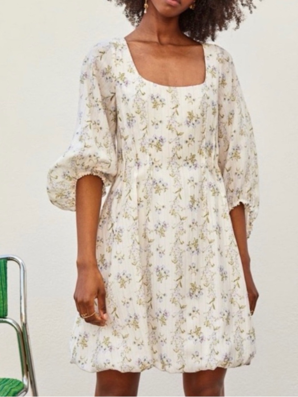 NWT BROCK COLLECTION X H&M COTTAGECORE  WHITE FLORAL BALLON DRESS SZ XL somerset
